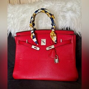 Birkin Style Red LeatherTote